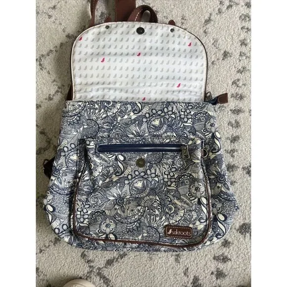 Sakroots Backpack Artist's Circle Blue Floral Embroidered Saddle Bag Purse - Picture 9 of 14